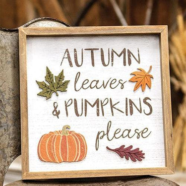 Autumn Leaves & Pumpkins Please Distressed Wooden Frame - The Fox Decor